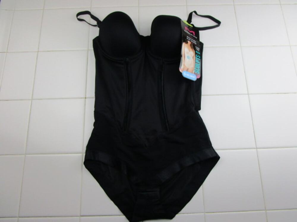 Maidenform 36B Built In Bra Body Shaper Sculpts Ultra Firm Black Cool Comfort